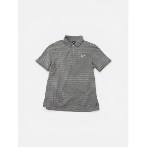 Nike Γκρι Ριγέ Polo Μπλούζα – Ανδρική XXL